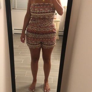 Forever 21 Strapless print shirt romper